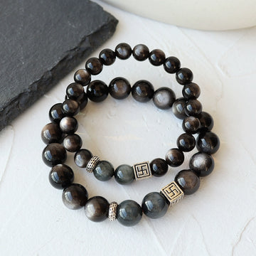 Oslow Minimalist Scandinavian Couple Bracelet Crystal Silver