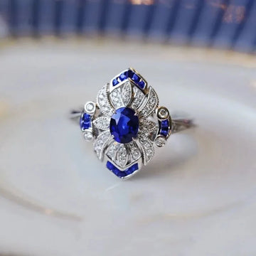 Fashionable and Classic Luxury Light Blue Sapphire Rings for Women Elegant Geometry Gemstone Ring 925 Silver Jewelry Gifts