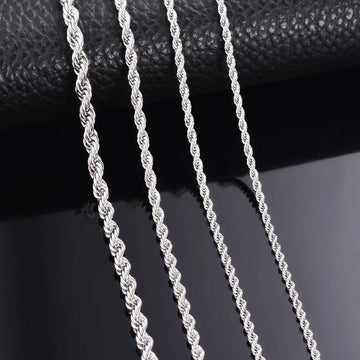 1 piece Steel Color Width 2mm/2.5mm/3mm/4mm/5mm/6mm Rope Chain Necklace/Bracelet For Men Women Stainless Steel Chain Necklace