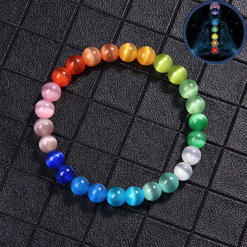 7 Chakra Bracelet Multicolor Cat Eye Bracelets Rainbow Reiki Healing Natural Stone Bracelets For Women Men Fashion Jewelry Gift