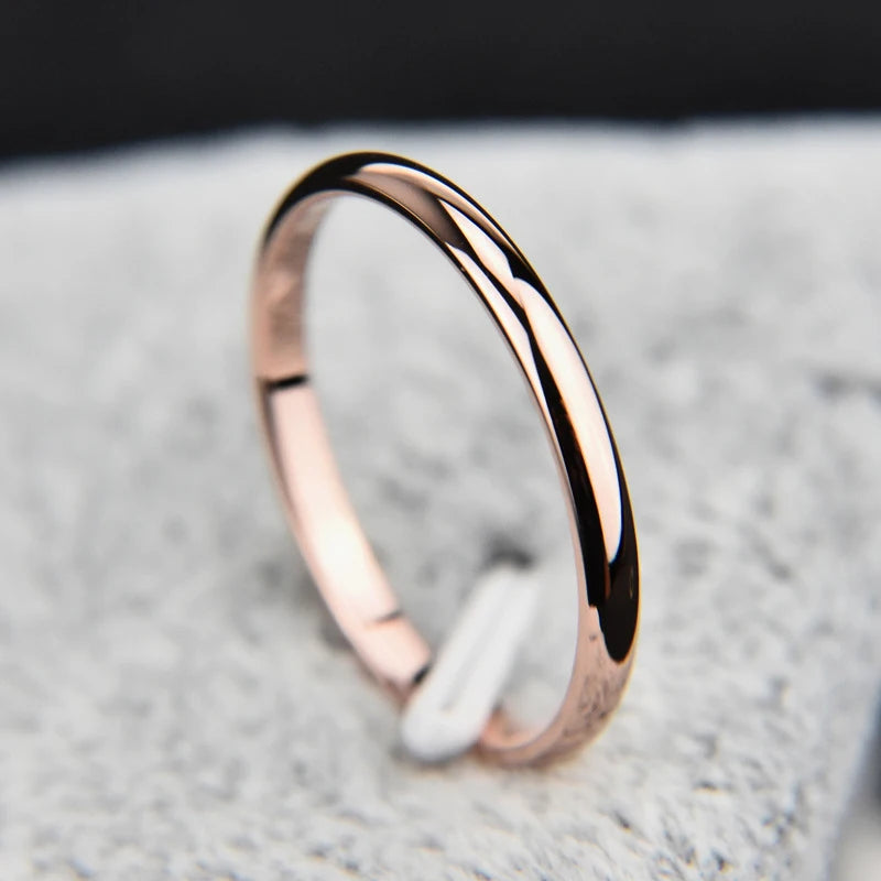 #4 5 6 7 8 9 10 Size Thin Titanium Steel Couple Ring Smooth Fashion 18K Rose Gold Finger Ring 1pc For Women and Men Jewelry gift