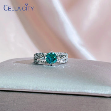 Cellacity New 925 sterling silver ring for charm lady with round shape green color gemstone open adjust wedding party gift