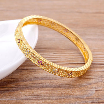 Nidin New Trendy Luxury 14 Styles Famous Brand Jewelry Gold Color Copper Zircon Bangles Female Hollow Crystal Party Gift