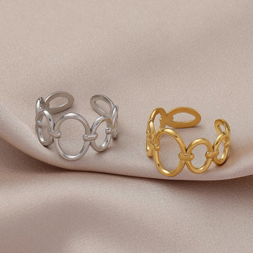 MEYRROYU Stainless Steel Circle Geometric Rings 2021 Trend Adjustable Opening Rings For Women Couple Party Gift Fashion Jewelry