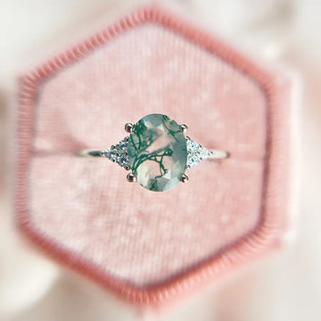 Luxyimagic Natural Moss Agate Gemstones Rings for Women Solid 925 Sterling Silver Wedding Engagement Gift Fine Jewelry