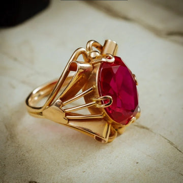 Luxury fashion charm women's Natural Ruby Ring Vintage 18K gold ring party bride engagement anniversary gift