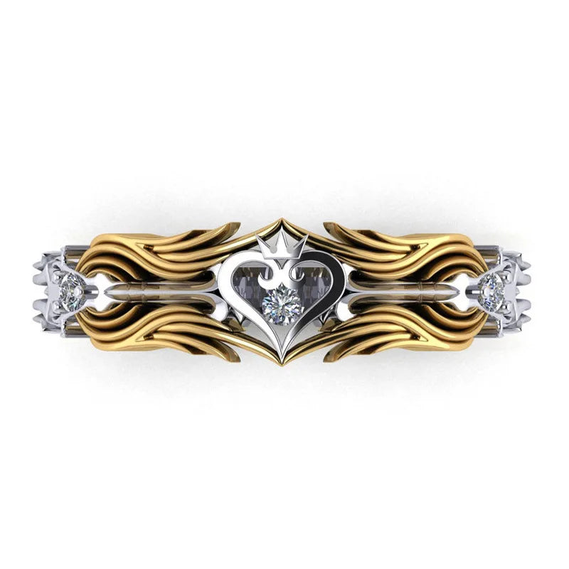 High quality King's Heart Crown Two-Tone Ring for women wedding party engagement jewelry gift wholesale anniversary