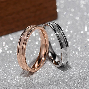 KNOCK Rose Gold Color Frosted Finger Ring  Wedding ring engagement ring Jewelry 316L Stainless Steel Top Quality Never Fade