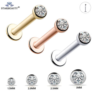 1Pc 16G 1.5-3mm Labret Tragus Cartilage Earring 16g Punk Cz Gem Round Tragus Lip Ring Monroe Ear Cartilage Earring Piercing