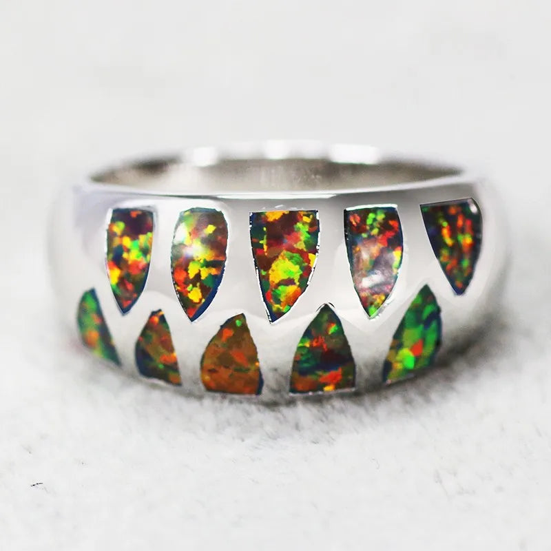 JLR-1696 Unique Design Brilliant Color Fire Opal Ring For Women Cocktail Ring Party Accessories Fashion Jewelry Precious Gift