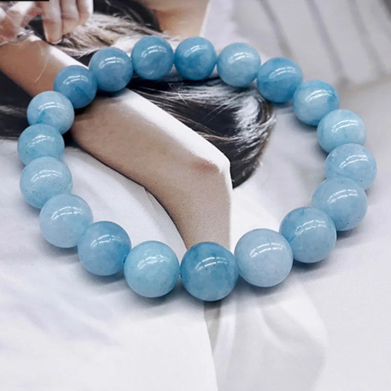 REGELIN 4/6/8/10/12mm Natural Stone Angelite Round Loose Beads  Bracelets jewelry for women Gift Men Bracelet Drop Shipping