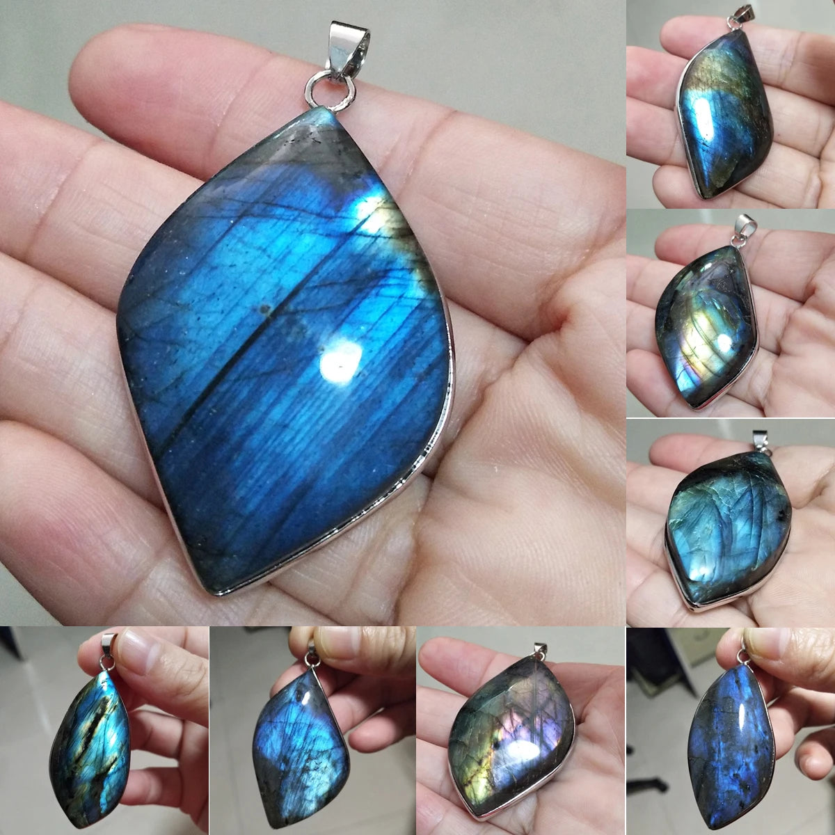 Gem Pendant Natural Stone Irregular Shape Bead Purple Blue Labradorite Necklace Pendant for Women Men Jewelry Gift 1Pcs