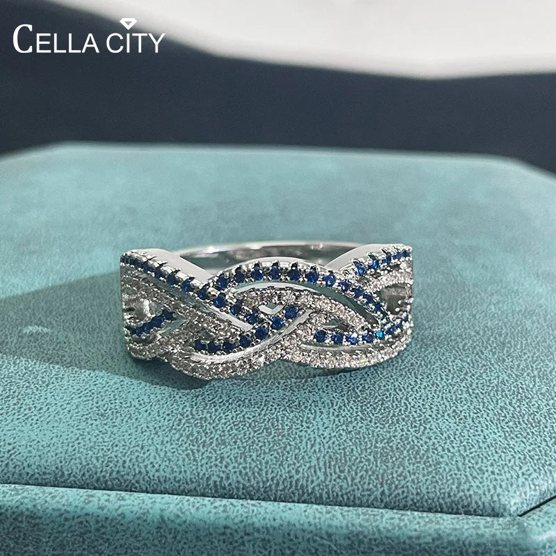 Cellacity Classic 925 sterling silver rings for women with sapphire gemstones 5a zircon man women ring  wedding gift size 6-10
