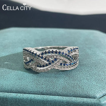 Cellacity Classic 925 sterling silver rings for women with sapphire gemstones 5a zircon man women ring  wedding gift size 6-10