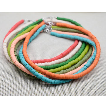 Boho Fashion Colorful Choker Necklace Jewelry Handmade Polymer Clay Necklace Women  Beach Jewelry Gift