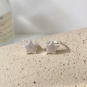 S925 Sterling Silver Brushed Star Minimalistic Fashion Ear Clip