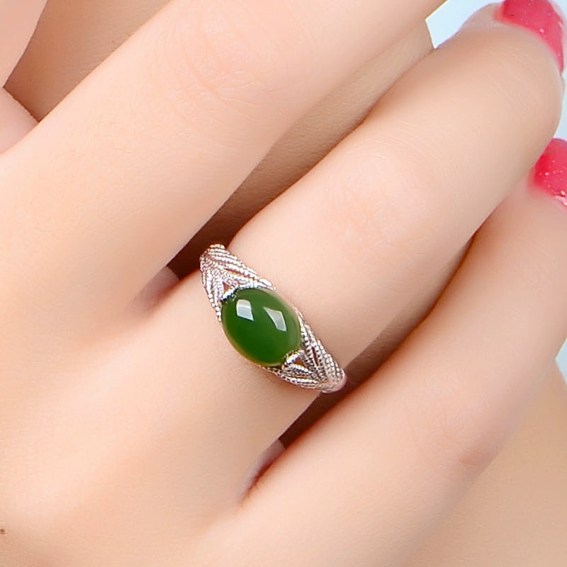 Niche Style Women's Emerald Live Mouth Natural Hetian Jade