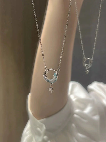 Niche Style Sterling Silver Star Moon Valentine's Day Gift Female Necklace