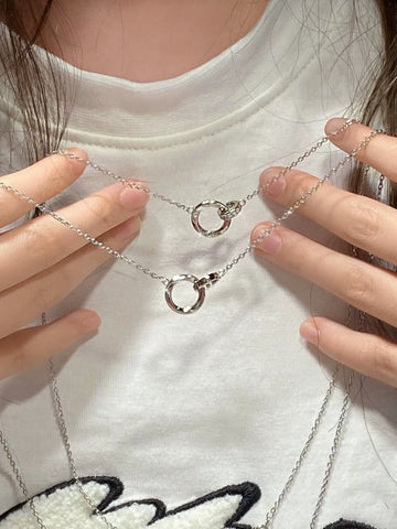 Mobius Ring Couple Necklace a Pair of COUPLE'S 999 Sterling Silver Men and Women Pendant High-Grade Valentine's Day Gift