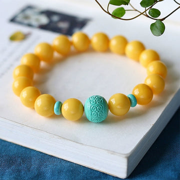 Amber Turquoise Women's Bracelet Stylish and Personalized Beeswax