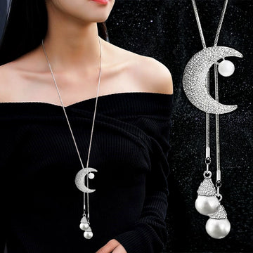 Women's Long Classy Elegant Decorative Pendant Fall and Winter Pearl