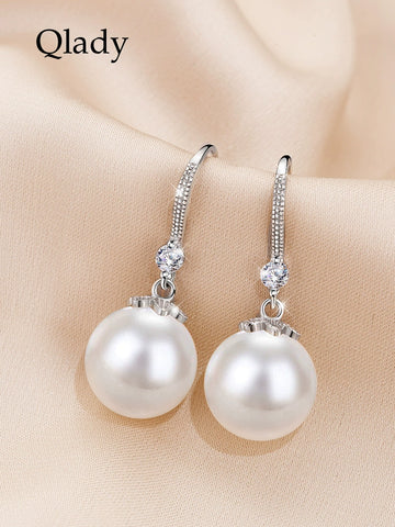 Sterling Silver Best Selling Fancy Women's Earrings Ladieswear Big Pearl