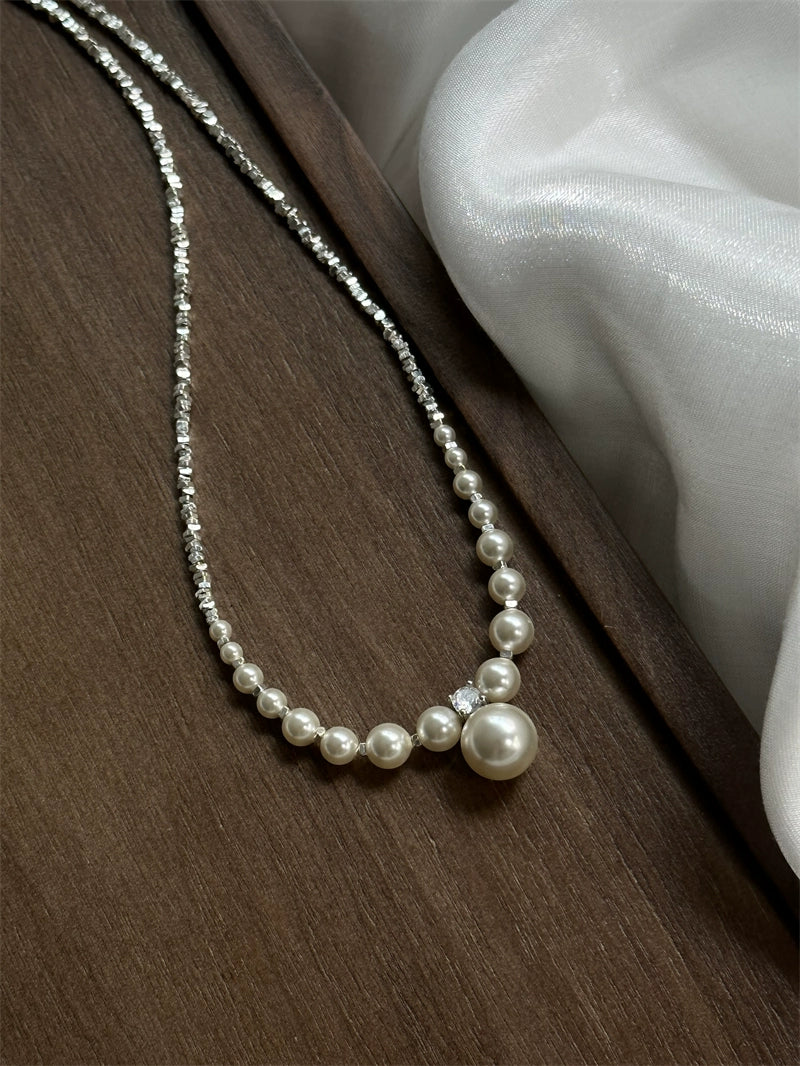 Erre Shijia Same Style Perfect Circle Strong Light Women's Pearl Necklace