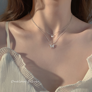 S925 Sterling Silver Butterfly Necklace for Women Light Luxury 2024 New Arrival Best Selling Ladies Clavicle Chain Birthday Gift