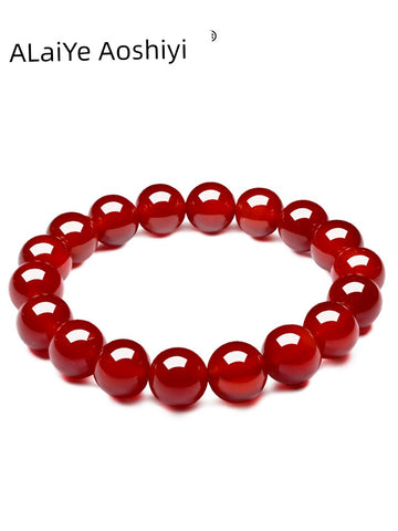 Red Agate Women's Crystal Chalcedony Black String Jewelry Bracelet