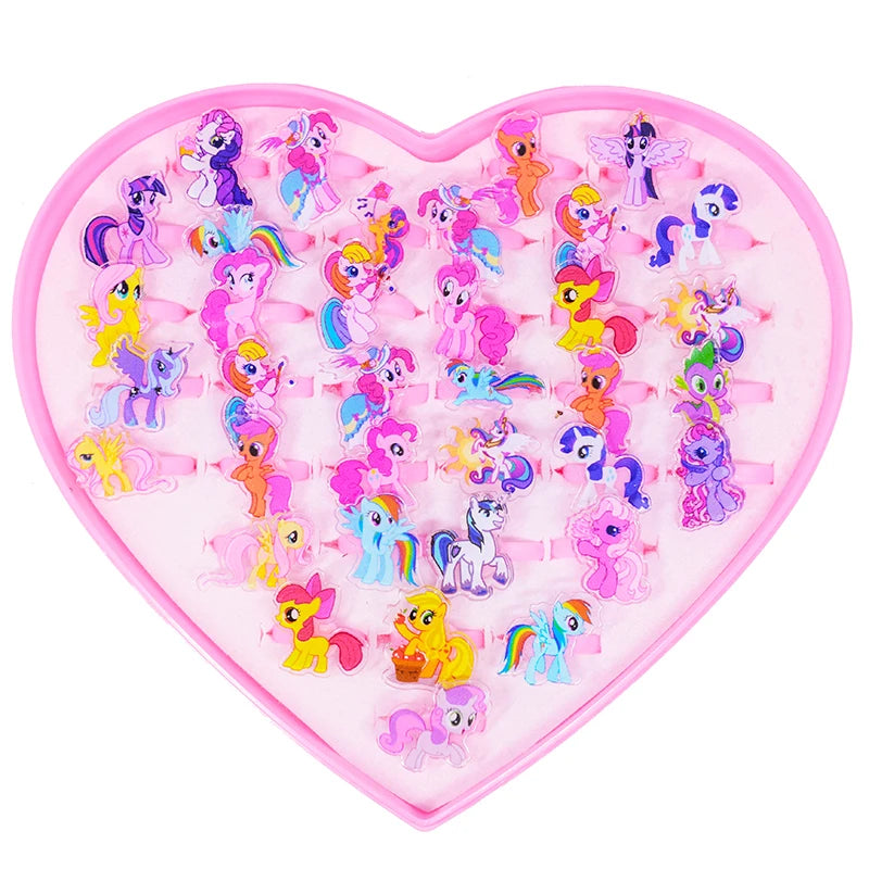 10/20Pcs MINISO Cartoon Animal unicorn My Little Pony Rings Acrylic Rings Baby Girls Jewellery Party Decoration Christmas Gift