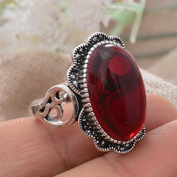 New Arrival Retro Personality Red Garnet Stone Thai Silver Ladies Engagement Rings Original Jewelry For Women Best Gifts