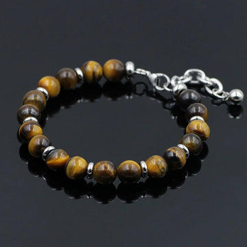 8mm Tiger Eye Beads Stainless steel Chain Colorful Natural Stone Strand Bracelets Men Women Charm Bracelet Male Jewelry Gifts
