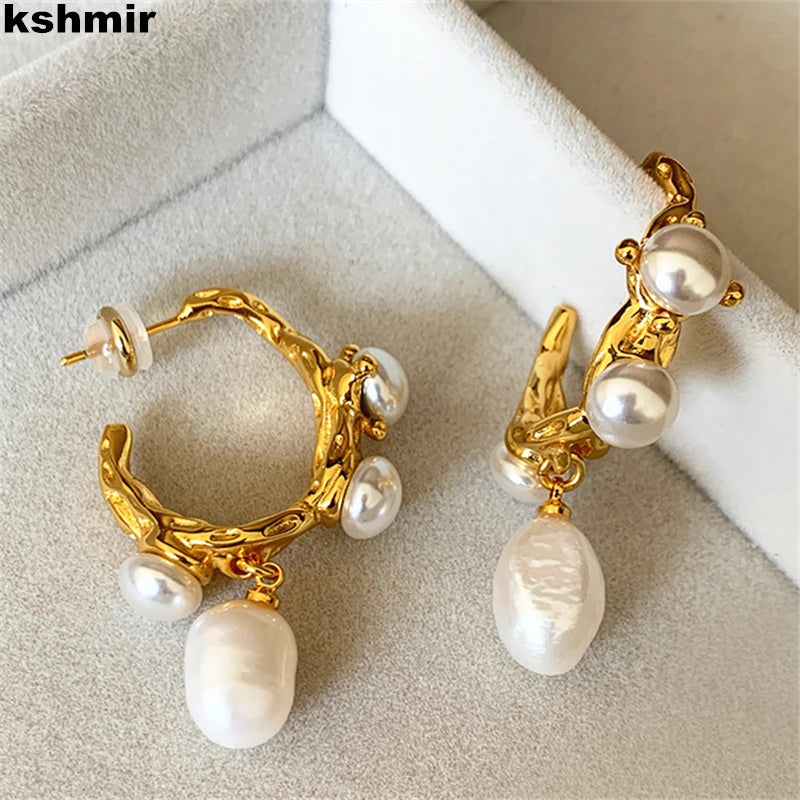 kshmir Vintage Baroque Women's Freshwater Pearl Earrings, Women's Jewelry, Party Favors, Fashion, Hot Sale