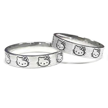 Sanrio Hello Kitty Silver Color Rings For Girl Women Hello Kitty Accessories Finger Ring Female Ring Cartoon Ring Kawaii Rings