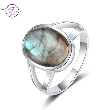 925 Sterling Silver Ring Natural 10*14mm Big Labradorite Simple Tiger Eye Jewelry for Women Men Large Stone Vintage Jewelry Gift