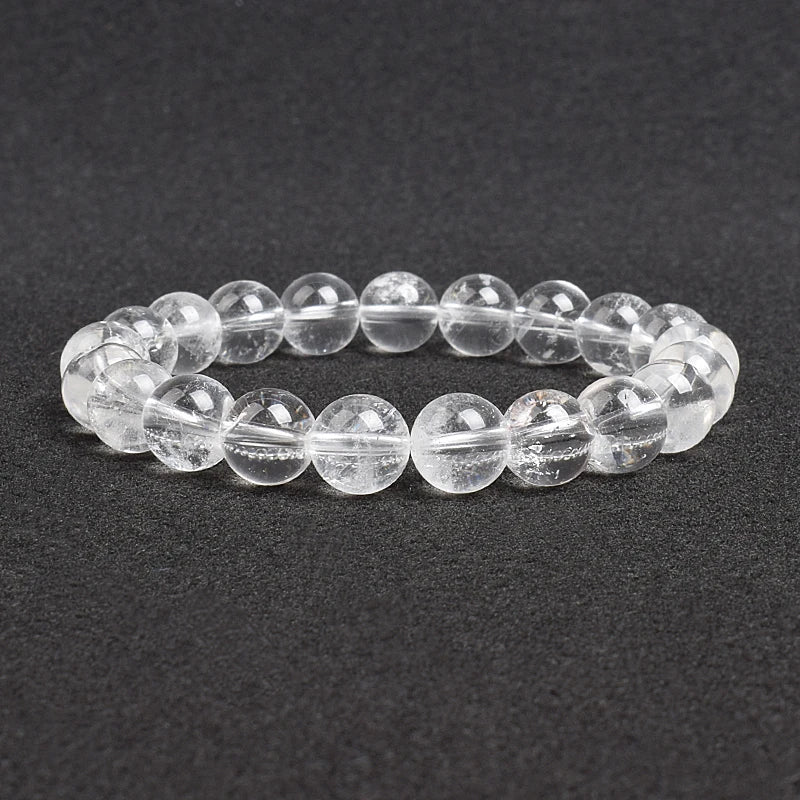 Natural Clear Quartzs Bracelet White Transparency Healing Crystal Energy Stone Boho Reiki Gem Stone Beads Simple Yoga Jewelry