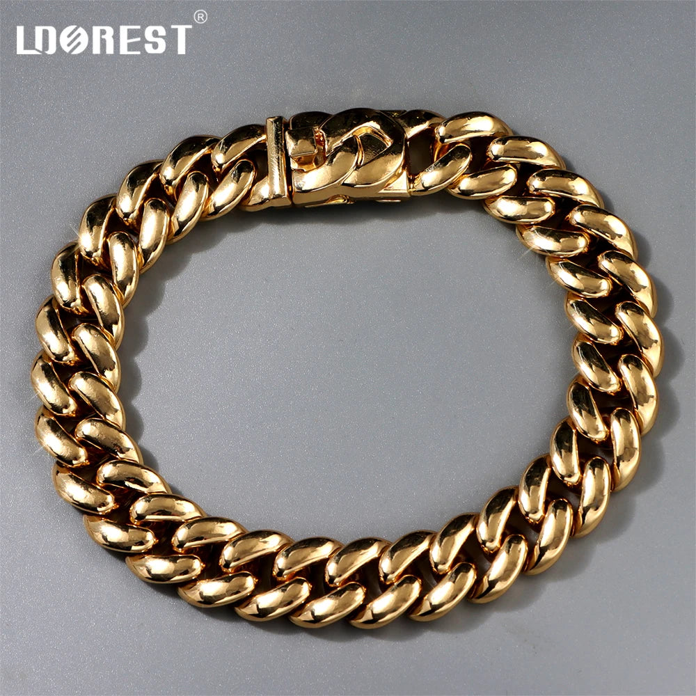 Trendy Cuban Chain Men Bracelet Classic Stainless Steel 3/6/13/14mm Width Chain Bracelets For Men Women Jewelry Dropshipping