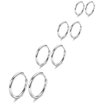 4 Pairs of Stainless Steel Circular Earrings Set, MEN'S AND WOMEN'S Circular Earrings Clip, Fashionable Earrings