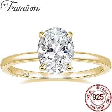 Trumium 3CT 925 Sterling Silver Engagement Rings Oval Cut Solitaire Cubic Zirconia Wedding Promise Rings for Women Fine Jewelry