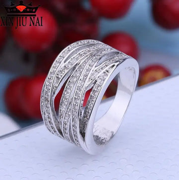 Fashion luxury jewelry CZ silver inlaid zirconia simulated gemstone wedding 925 silver ring party birthday gift boutique jewelry