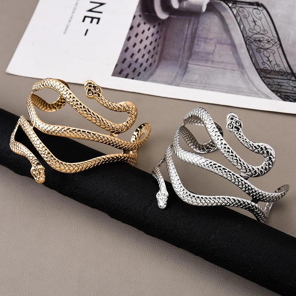 Fashion Chic Egypt Cleopatra Swirl Snake Butterfly Leaf Arm Cuff Armlet Armband Open Cuff Bangle Bracelet for Women Gift