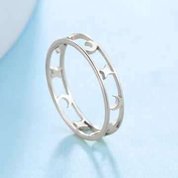 Skyrim New In Women Moon Star Ring Stainless Steel Boho Band Rings Fashion Jewelry Birthday Gift for Lover Friends Wholesale