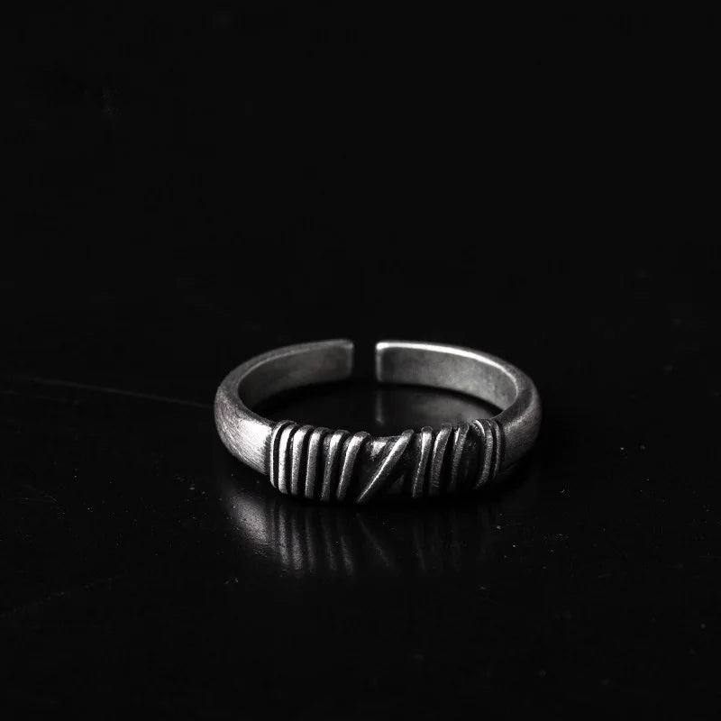 Retro Twine Thread Ring For Men Women Silver Color Punk Gothic Open Ring Unisex Accessories Handmade Designer Jewelry Lover Gift