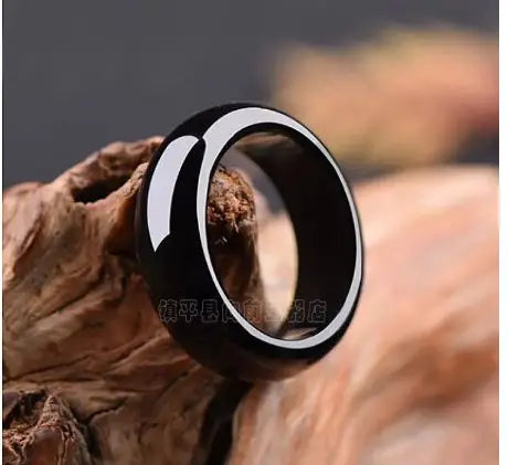 Natural agate black jade rings jewelry gemstone band ring jade simple stones for women jewellery luxury jewelry men rings