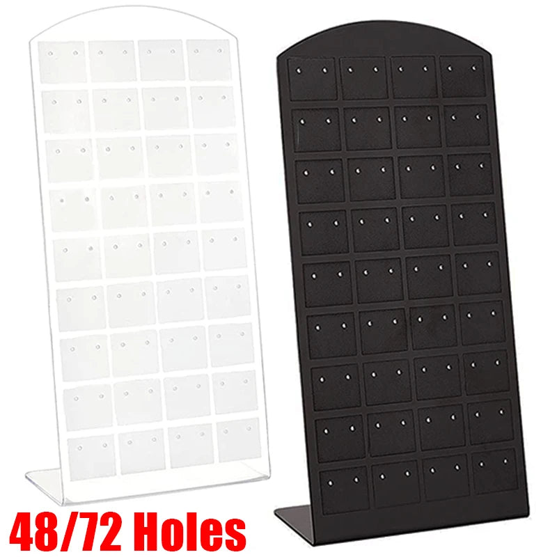 48/72 Holes Portable Earrings Ear Studs Holder Jewelry Display Holders Plastic Earring Showcase Storage Rack Organizer Stand Box