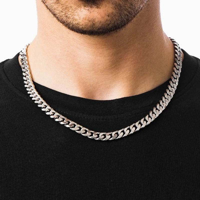 Stainless Steel Cuban Chain Necklace for Men Simple Gold Color Chain On The Neck Choker Jewelry Party Boy Gift HARRY