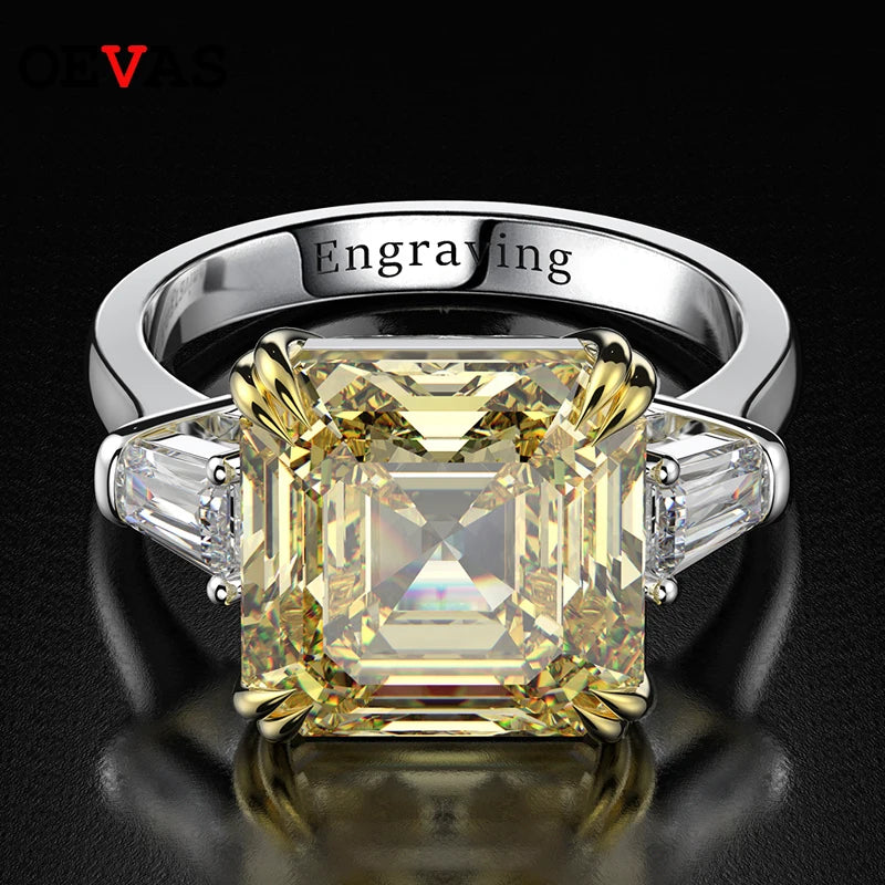 OEVAS 100% 925 Sterling Silver Created Moissanite Citrine Diamonds Gemstone Wedding Engagement Ring Fine Jewelry Gift Wholesale