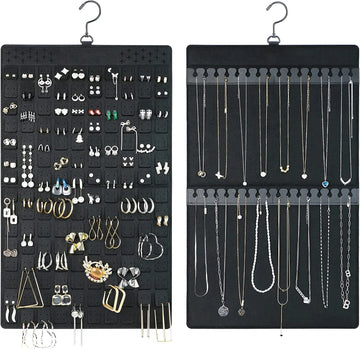 300Pairs Hanging Jewelry Organizer Bag for Earrings Necklace Bracelets Display Storage Double Sided Felt Rotating Hanger Joyero