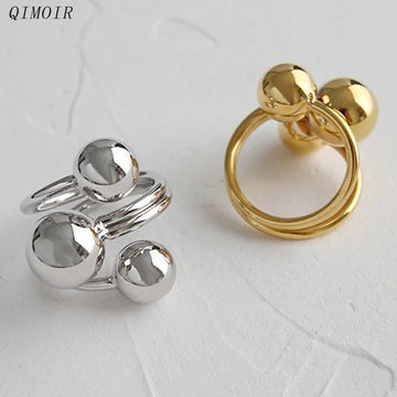 Metal Ball Rings For Women Copper Adjustable Men Ring Punk Fashion New Styles Trendy Jewelry Girls' Gift Items Party Wear C1213