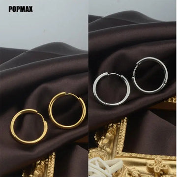 1pair/2pc ��֧��ԧ� Trendy Small Hoop Earrings Clip for Women Men Earring Gold Color Stainless Steel Earrings Diy Ear Piercing